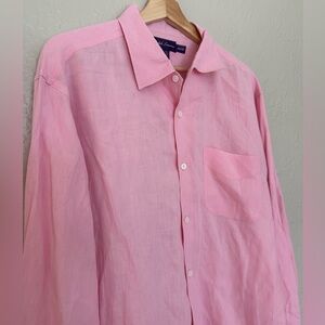 Ralph Lauren Purple Label Light Pink 100% Linen Shirt Italian Men’s Size Large